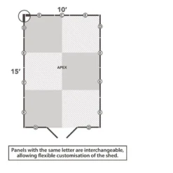 15' X 10' Forest 4Life 25yr Guarantee Overlap Pressure Treated Windowless Double Door Apex Wooden Shed (4.48m X 3.2m) -Zen Gardenia Sales 13 opa1015ddnwmhd drawing2 min 1