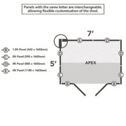 7' X 5' Forest 4Life 25yr Guarantee Overlap Pressure Treated Windowless Double Door Apex Wooden Shed (2.32m X 1.53m) -Zen Gardenia Sales 13 opa75ddnwmhd drawing2 min
