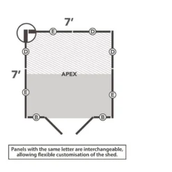 7' X 7' Forest 4Life 25yr Guarantee Overlap Pressure Treated Windowless Double Door Apex Wooden Shed (2.32m X 2.12m) -Zen Gardenia Sales 13 opa77ddnwmhd drawing2 min 1