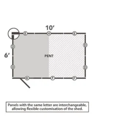 10' X 6' Forest 4Life 25yr Guarantee Overlap Pressure Treated Windowless Pent Wooden Shed (3.11m X 2.04m) 32 10' X 6' Forest 4Life 25yr Guarantee Overlap Pressure Treated Windowless Pent Wooden Shed (3.11m X 2.04m) -Zen Gardenia Sales 13 opp106nwmhd drawing2 min