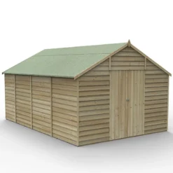 15' X 10' Forest 4Life 25yr Guarantee Overlap Pressure Treated Windowless Double Door Apex Wooden Shed (4.48m X 3.2m) -Zen Gardenia Sales 14 opa1015ddnwmhd render1 min