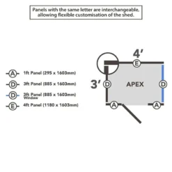 4' X 3' Forest 4Life 25yr Guarantee Overlap Pressure Treated Apex Wooden Shed (1.34m X 1m) 32 4' X 3' Forest 4Life 25yr Guarantee Overlap Pressure Treated Apex Wooden Shed (1.34m X 1m) -Zen Gardenia Sales 14 opa43mhd drawing2 min