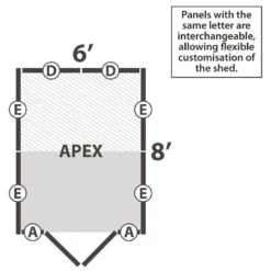 8' X 6' Forest 4Life 25yr Guarantee Overlap Pressure Treated Windowless Double Door Apex Wooden Shed (2.43m X 1.99m) -Zen Gardenia Sales 14 opa68ddnwm drawing2 min