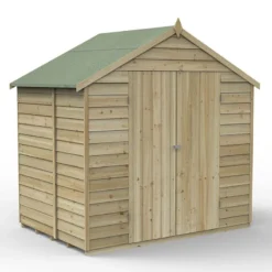 7' X 5' Forest 4Life 25yr Guarantee Overlap Pressure Treated Windowless Double Door Apex Wooden Shed (2.32m X 1.53m) -Zen Gardenia Sales 14 opa75ddnwmhd render1 min 2