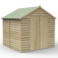 7' X 7' Forest 4Life 25yr Guarantee Overlap Pressure Treated Windowless Double Door Apex Wooden Shed (2.32m X 2.12m) -Zen Gardenia Sales 14 opa77ddnwmhd render1 min