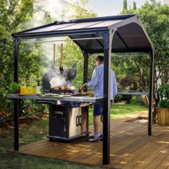 8' X 6' Palram Canopia Austin 2400 BBQ Shelter Gazebo - Black (2.84m X 1.8m) -Zen Gardenia Sales 14 706835 8x6 pc austin feature min
