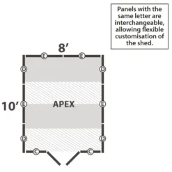 10' X 8' Forest 4Life 25yr Guarantee Overlap Pressure Treated Windowless Double Door Apex Wooden Shed (3.02m X 2.61m) 36 10' X 8' Forest 4Life 25yr Guarantee Overlap Pressure Treated Windowless Double Door Apex Wooden Shed (3.02m X 2.61m) -Zen Gardenia Sales 15 opa810ddnwm drawing2 min