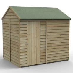 8' X 6' Forest 4Life 25yr Guarantee Overlap Pressure Treated Windowless Reverse Apex Wooden Shed (2.42m X 1.99m) -Zen Gardenia Sales 15 opr86nwmhd render1 min