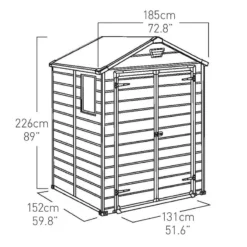 6' X 5' Keter Manor Plastic Garden Shed (1.85m X 1.52m) -Zen Gardenia Sales 2 230255 6x5 keter manor drawing min