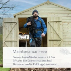 8' X 6' Forest Beckwood 25yr Guarantee Shiplap Pressure Treated Double Door Reverse Apex Wooden Shed (2.42m X 1.99m) -Zen Gardenia Sales 2 beckwood maintenance free usp 1 12