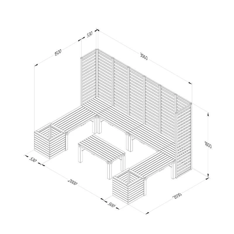 10' X 6'8 Forest Modular Wooden Garden Seating Set Number 4 (3.06m X 2.03m) 4 10' X 6'8 Forest Modular Wooden Garden Seating Set Number 4 (3.06m X 2.03m) - Image 2