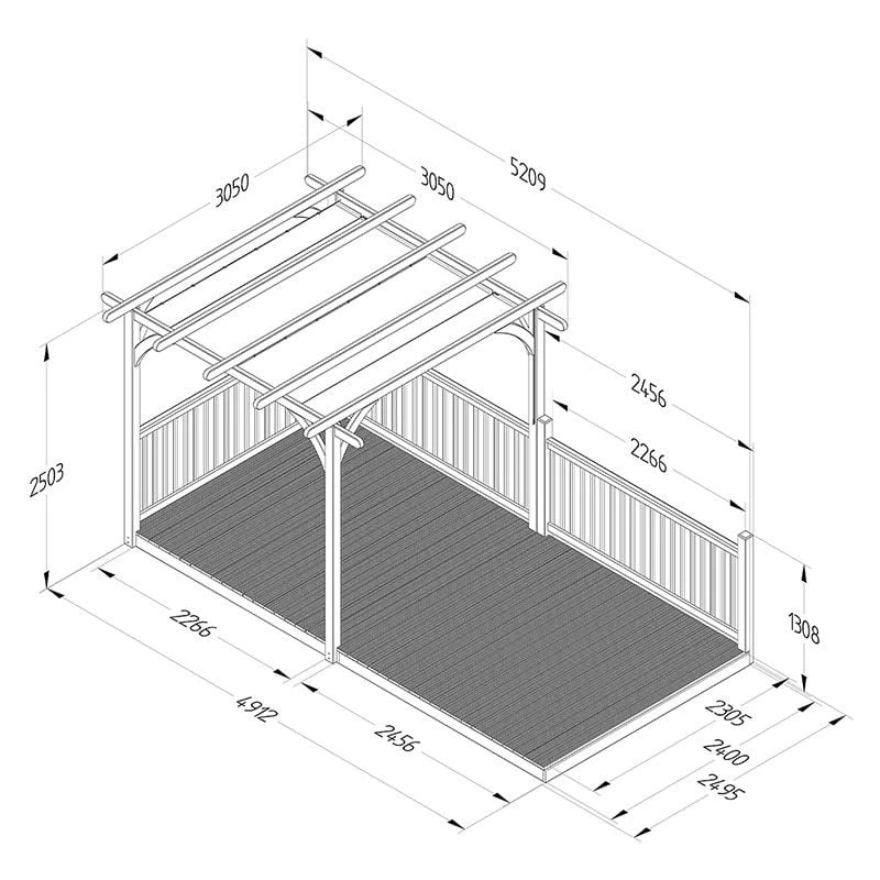 8' X 16' Forest Pergola Deck Kit With Retractable Canopy No. 6 (2.4m X 4.8m) 4 8' X 16' Forest Pergola Deck Kit With Retractable Canopy No. 6 (2.4m X 4.8m) - Image 2