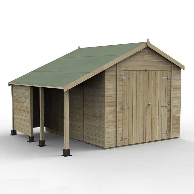 10' X 8' Forest Timberdale 25yr Guarantee Tongue & Groove Pressure Treated Windowless Double Door Apex Shed With Logstore (3.07m X 2.36m) 5 10' X 8' Forest Timberdale 25yr Guarantee Tongue & Groove Pressure Treated Windowless Double Door Apex Shed With Logstore (3.07m X 2.36m) - Image 3