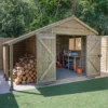 10' X 8' Forest Timberdale 25yr Guarantee Tongue & Groove Pressure Treated Double Door Apex Shed With Logstore (3.07m X 2.36m) -Zen Gardenia Sales 2 tpa810ddmls insitu min 2