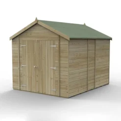 10' X 8' Forest Timberdale 25yr Guarantee Tongue & Groove Pressure Treated Windowless Double Door Apex Shed (3.06m X 2.52m) -Zen Gardenia Sales 2 tpa810ddnwm closed 1 1