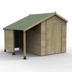 8' X 6' Forest Timberdale 25yr Guarantee Tongue & Groove Pressure Treated Windowless Apex Shed With Logstore (2.5m X 1.83m) -Zen Gardenia Sales 2 tpa86lsnwm closed 1