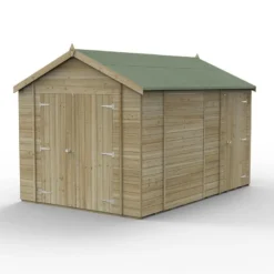 12' X 8' Forest Timberdale 25yr Guarantee Tongue & Groove Pressure Treated Windowless Double Door Combination Apex Shed (3.65m X 2.52m) -Zen Gardenia Sales 2 tpac812ddnwm closed 1