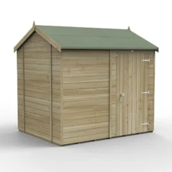 8' X 6' Forest Timberdale 25yr Guarantee Tongue & Groove Pressure Treated Windowless Reverse Apex Shed (2.47m X 1.98m) -Zen Gardenia Sales 2 tpra86nwm closed 1