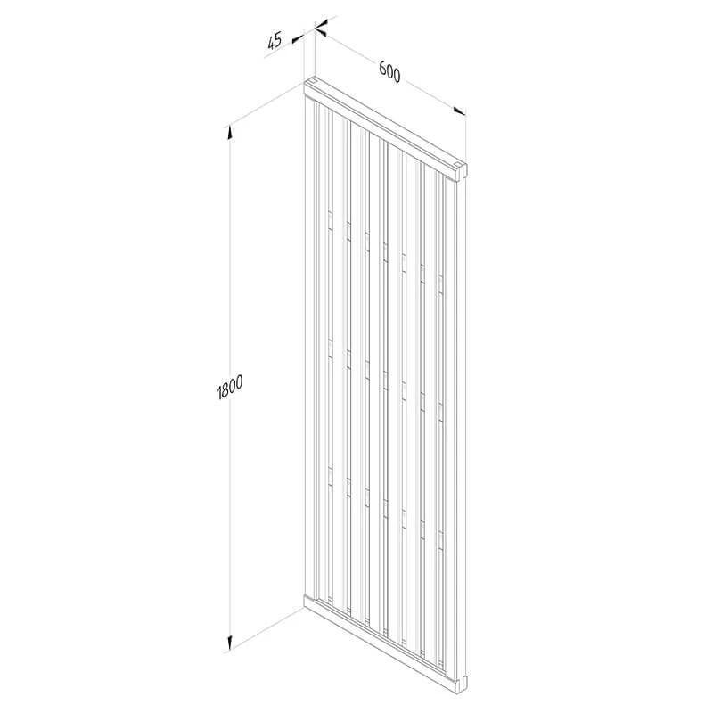 Forest 6' X 2' Pressure Treated Vertical Slatted Garden Screen Panel (1.8m X 0.6m) 4 Forest 6' X 2' Pressure Treated Vertical Slatted Garden Screen Panel (1.8m X 0.6m) - Image 2