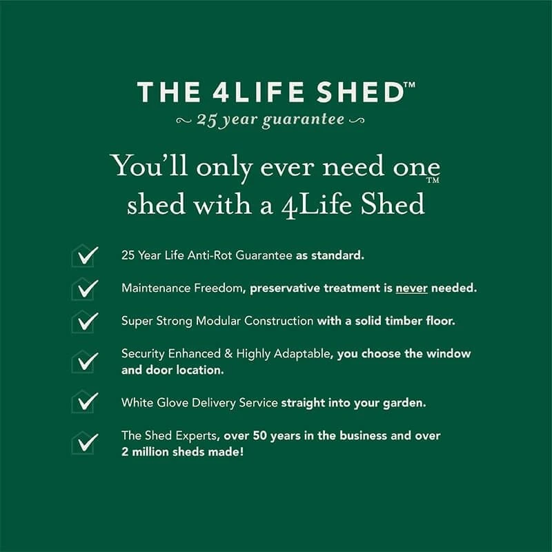 10' X 8' Forest 4Life 25yr Guarantee Overlap Pressure Treated Double Door Apex Wooden Shed (3.02m X 2.61m) 6 10' X 8' Forest 4Life 25yr Guarantee Overlap Pressure Treated Double Door Apex Wooden Shed (3.02m X 2.61m) - Image 4