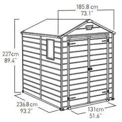 6' X 8' Keter Manor Plastic Garden Shed (1.86m X 2.37m) 15 6' X 8' Keter Manor Plastic Garden Shed (1.86m X 2.37m) -Zen Gardenia Sales 3 230256 6x8 keter manor drawing min