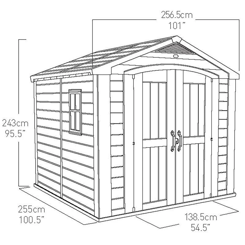 8' X 8' Keter Factor Plastic Garden Shed (2.57m X 2.55m) 5 8' X 8' Keter Factor Plastic Garden Shed (2.57m X 2.55m) - Image 3