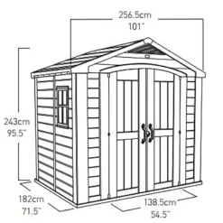 8' X 6' Keter Factor Plastic Garden Shed (2.57m X 1.82m) -Zen Gardenia Sales 3 251531 8x6 keter factor drawing min