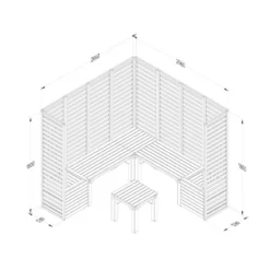 6'9 X 6'9 Forest Modular Wooden Garden Seating Set Number 3 (2.06m X 2.06m) -Zen Gardenia Sales 3 modseat3hd drawing1 min 1