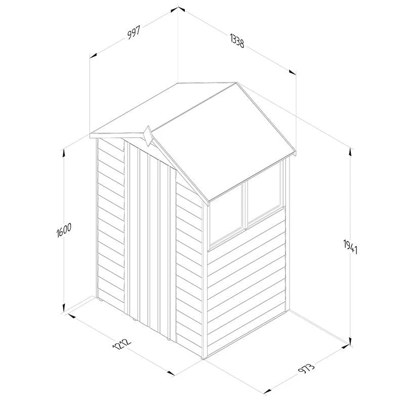 4' X 3' Forest 4Life 25yr Guarantee Overlap Pressure Treated Apex Wooden Shed (1.34m X 1m) 6 4' X 3' Forest 4Life 25yr Guarantee Overlap Pressure Treated Apex Wooden Shed (1.34m X 1m) - Image 4
