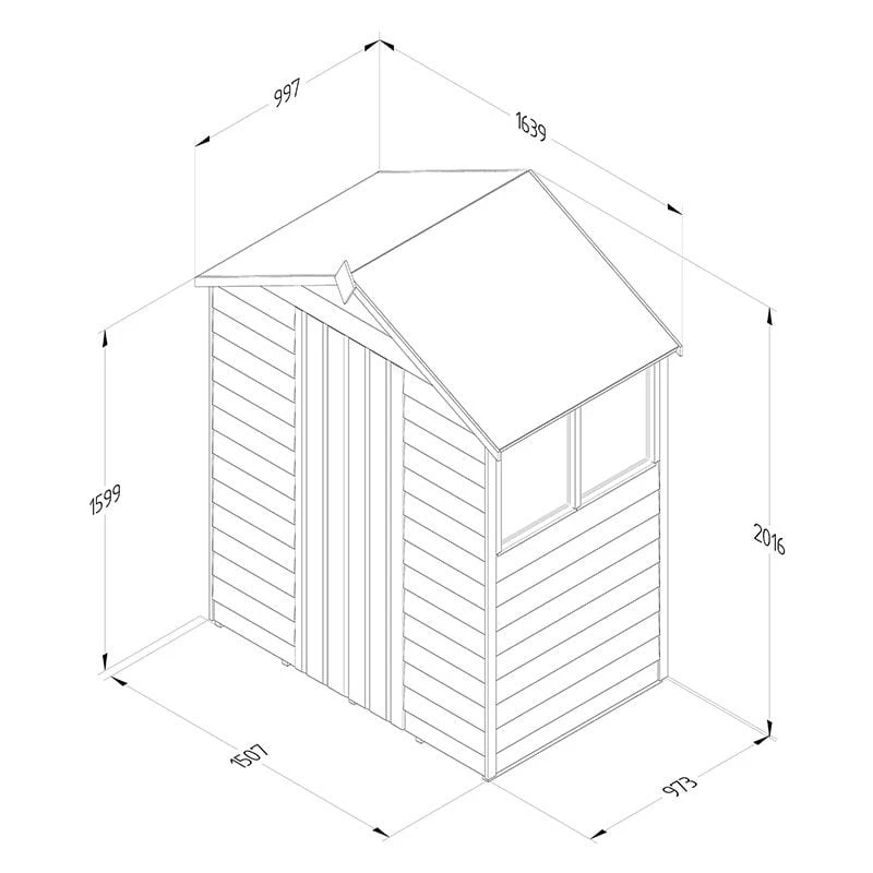 5' X 3' Forest 4Life 25yr Guarantee Overlap Pressure Treated Apex Wooden Shed (1.64m X 1m) 6 5' X 3' Forest 4Life 25yr Guarantee Overlap Pressure Treated Apex Wooden Shed (1.64m X 1m) - Image 4