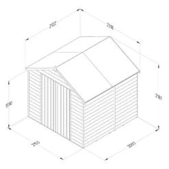 7' X 7' Forest 4Life 25yr Guarantee Overlap Pressure Treated Windowless Double Door Apex Wooden Shed (2.32m X 2.12m) -Zen Gardenia Sales 3 opa77ddnwmhd drawing1 min