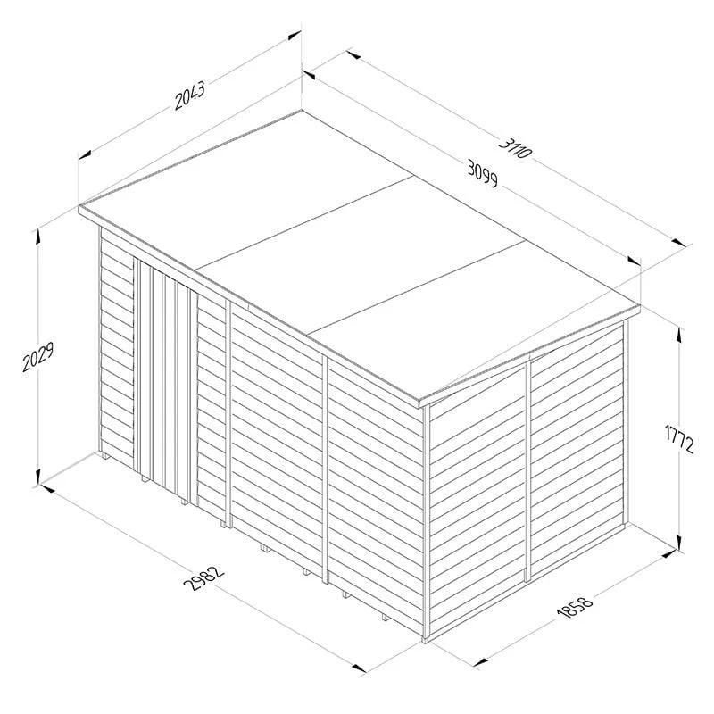 10' X 6' Forest 4Life 25yr Guarantee Overlap Pressure Treated Windowless Pent Wooden Shed (3.11m X 2.04m) 6 10' X 6' Forest 4Life 25yr Guarantee Overlap Pressure Treated Windowless Pent Wooden Shed (3.11m X 2.04m) - Image 4