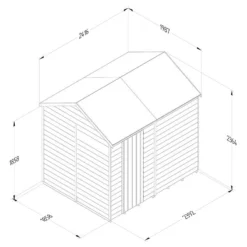 8' X 6' Forest 4Life 25yr Guarantee Overlap Pressure Treated Windowless Reverse Apex Wooden Shed (2.42m X 1.99m) -Zen Gardenia Sales 3 opr86nwmhd drawing1 min