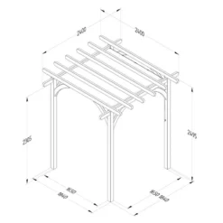 Forest Ultima Wooden Garden Pergola With Retractable Canopy 8' X 8' -Zen Gardenia Sales 3 uperg24chd drawing min
