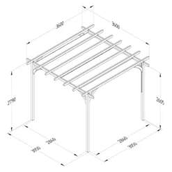Forest Large Ultima Wooden Garden Pergola With Retractable Canopy 12' X 12' -Zen Gardenia Sales 3 upk02chd drawing min