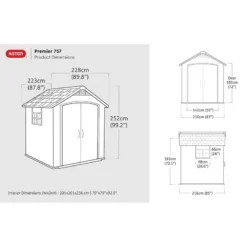 7' X 7' Keter Premier Plastic Garden Shed (2.29m X 2.23m) -Zen Gardenia Sales 4 249198 7x7 keter premier drawing min