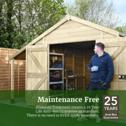 8' X 6' Forest Timberdale 25yr Guarantee Tongue & Groove Pressure Treated Windowless Apex Shed With Logstore (2.5m X 1.83m) -Zen Gardenia Sales 4 fg timberdalemaintanance free 6