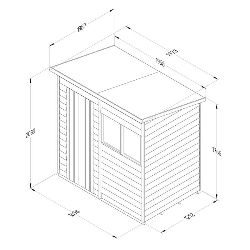 6' X 4' Forest 4Life 25yr Guarantee Overlap Pressure Treated Pent Wooden Shed (1.98m X 1.39m) 6 6' X 4' Forest 4Life 25yr Guarantee Overlap Pressure Treated Pent Wooden Shed (1.98m X 1.39m) - Image 4
