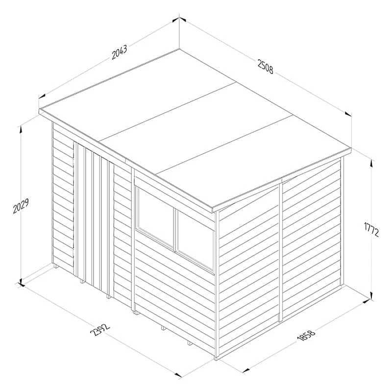 8' X 6' Forest 4Life 25yr Guarantee Overlap Pressure Treated Pent Wooden Shed (2.51m X 2.04m) 6 8' X 6' Forest 4Life 25yr Guarantee Overlap Pressure Treated Pent Wooden Shed (2.51m X 2.04m) - Image 4