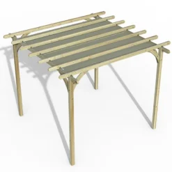 Forest Large Ultima Wooden Garden Pergola With Retractable Canopy 12' X 12' -Zen Gardenia Sales 4 upk02chd render min