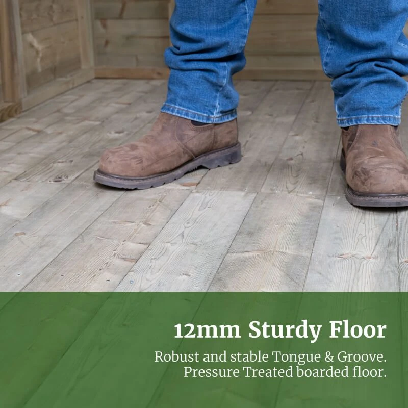 12' X 8' Forest Timberdale 25yr Guarantee Tongue & Groove Pressure Treated Windowless Double Door Apex Shed (3.65m X 2.52m) 9 12' X 8' Forest Timberdale 25yr Guarantee Tongue & Groove Pressure Treated Windowless Double Door Apex Shed (3.65m X 2.52m) - Image 7