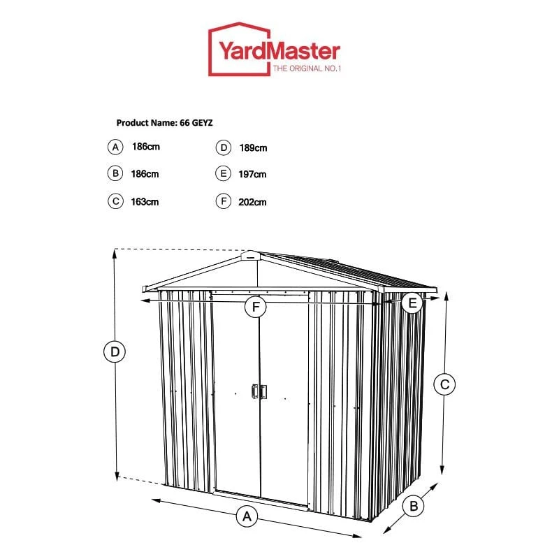 6'8 X 6'6' Yardmaster Green Metal Shed 66GEYZ (2.02m X 1.97m) 6 6'8 X 6'6' Yardmaster Green Metal Shed 66GEYZ (2.02m X 1.97m) - Image 4