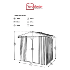 8' X 6' Yardmaster Silver Metal Shed 68ZGEY (2.02m X 2.37m) -Zen Gardenia Sales 68zgey tech 1 1