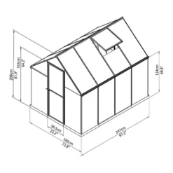 6'x8' Palram Canopia Mythos Walk In Silver Polycarbonate Greenhouse (1.8x2.4m) 12 6'x8' Palram Canopia Mythos Walk In Silver Polycarbonate Greenhouse (1.8x2.4m) -Zen Gardenia Sales 701549 palram greenhouses mythos 6x8 drawing isoview