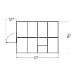 6'x8' Palram Canopia Mythos Walk In Silver Polycarbonate Greenhouse (1.8x2.4m) 13 6'x8' Palram Canopia Mythos Walk In Silver Polycarbonate Greenhouse (1.8x2.4m) -Zen Gardenia Sales 701549 palram greenhouses mythos 6x8 drawing topview