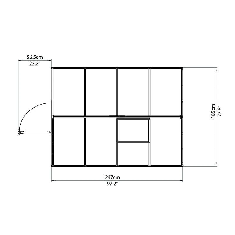 6'x8' Palram Canopia Mythos Walk In Silver Polycarbonate Greenhouse (1.8x2.4m) 5 6'x8' Palram Canopia Mythos Walk In Silver Polycarbonate Greenhouse (1.8x2.4m) - Image 4
