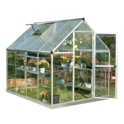 6'x8' Palram Canopia Hybrid Walk In Silver Polycarbonate Greenhouse (1.8x2.4m) -Zen Gardenia Sales 701572 hybrid 6x8 silver cutout1