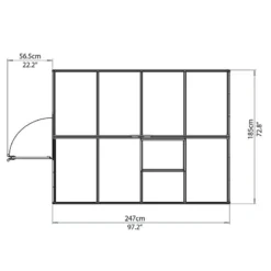 6'x8' Palram Canopia Hybrid Walk In Silver Polycarbonate Greenhouse (1.8x2.4m) -Zen Gardenia Sales 701572 hybrid 6x8 silver drawing2