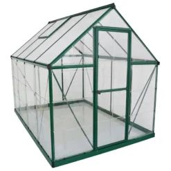 6'x8' Palram Canopia Hybrid Walk In Green Polycarbonate Greenhouse (1.8x2.4m) -Zen Gardenia Sales 701583 hybrid 6x8 green cutout