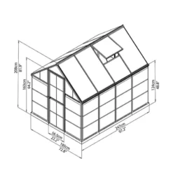 6'x6' Palram Canopia Hybrid Small Green Polycarbonate Greenhouse (1.8x1.8m) 20 6'x6' Palram Canopia Hybrid Small Green Polycarbonate Greenhouse (1.8x1.8m) -Zen Gardenia Sales 701583 hybrid 6x8 green drawing1 1